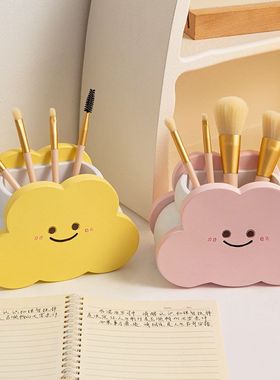 新款创意卡通云朵笔筒可爱桌面办公收纳树脂摆件学生开学生日礼物