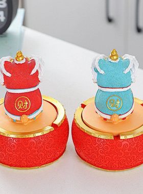 醒狮烟灰缸中式国潮风招财进宝茶宠汽车桌面装饰家居客厅送礼摆件