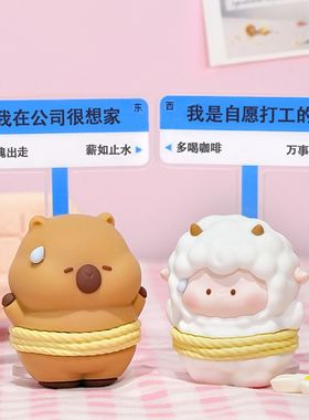 汗流浃背小摆件打工人办公室桌面摆件治愈礼物可爱卡通树脂摆件