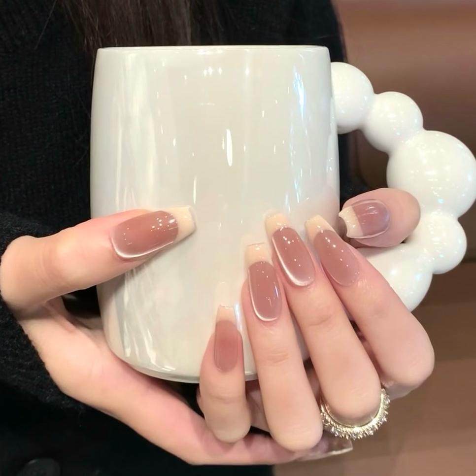 林先生2025年新款纯手工穿戴甲丝绒猫眼法式高级中长美甲指甲贴片,淘宝优惠券,粉丝福利购,淘宝优惠卷