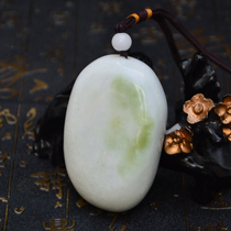 Shaanxi Blue Fields Jade Original Stone Handlebar piece Wen Play Gift Natural Old Pit Blue Field Jade Hand Play Piece with a hand rope