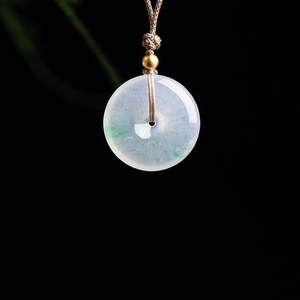 HERS JADE/翠佛堂天然翡翠冰种阳绿平安扣吊坠挂件