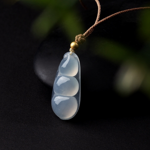 HERS JADE/翠佛堂天然翡翠冰种连中三元福豆吊坠挂件