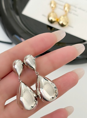 莫里里新品925银针耳钉日韩ins风小众光面水滴耳坠时尚质感耳饰女