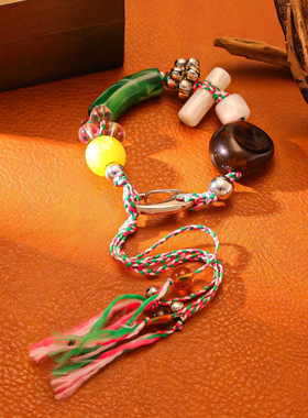 莫里里夏款小众夏日游乐园趣味百搭多功能手工编织手链包链手机链