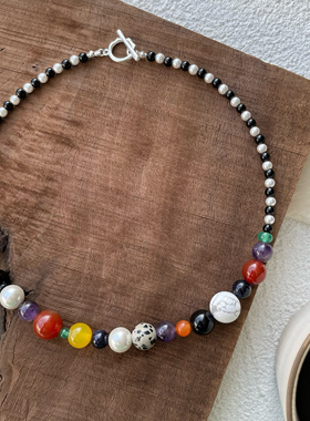 莫里里原创秋冬新款彩色玛瑙石项链小众个性高级精致锁骨链女