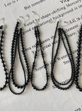 项链黑玛瑙锁骨链轻奢小众精致