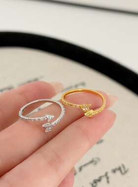 春夏新品甜酷风日韩ins风锆石开口可调节戒指时尚百搭通勤指环