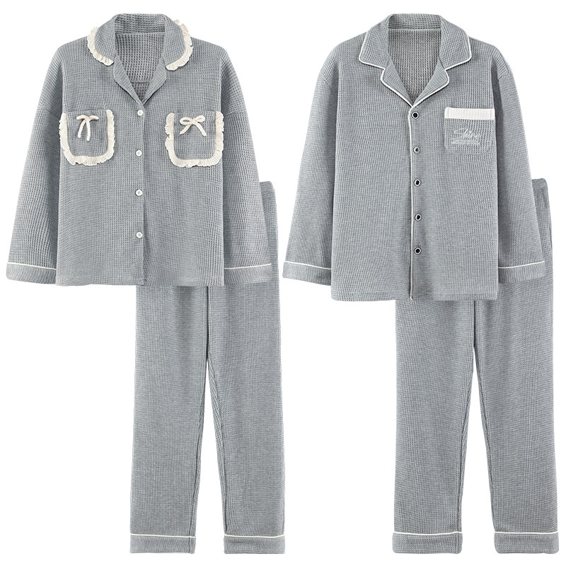 2025年新款春秋季情侣睡衣男女士长袖开衫纯棉翻领全棉家居服套装,淘宝优惠券,粉丝福利购,淘宝优惠卷