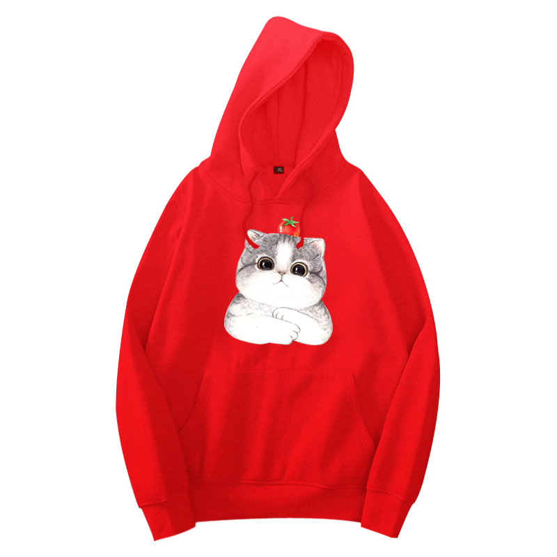 可爱女生带帽加绒定制上衣服潮卫衣 简绒卫衣