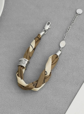 ATEL家克拉双层手链七夕浪漫礼物简约时尚气质小众丝绸布编织手链