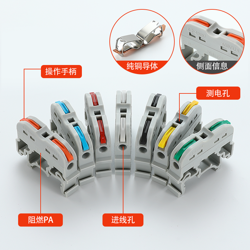 工控接线端子导轨式快速电线连接器121按压式免螺丝32A代替UK2.5B-图1