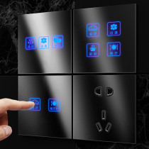 Saymar Switch Socket Panel Black Glass Touch Screen Switch Hotel Guesthouse Home Smart Touch Switch