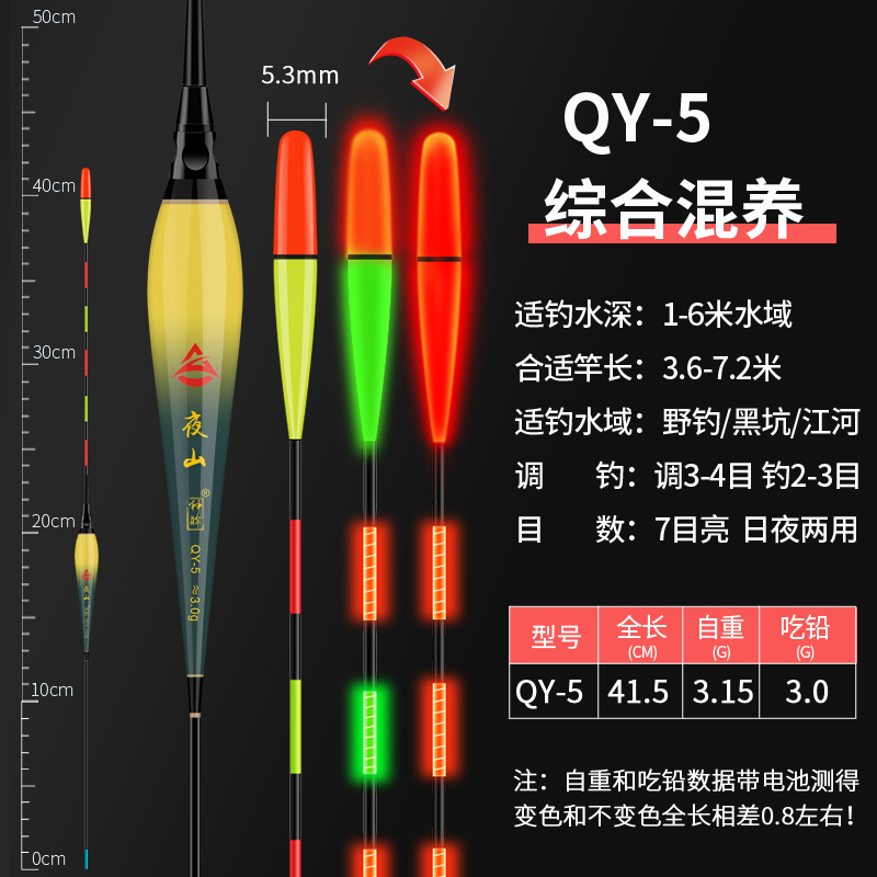 加粗醒日鲫目漂咬钩变夜光漂夜两用电子漂高灵浮重力感敏应鱼色漂 - 图2