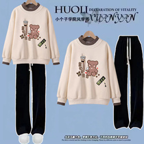 Girls new foreign air Long sleeves Spring and autumn clothing Acrosico Girl Foreign Air Splicing Printed College Two Suits