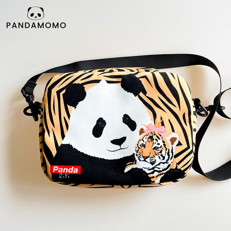 Pandamomo 大熊猫原创单肩 卡通可爱斜挎小方包 环保布包包 奇一 - 图1