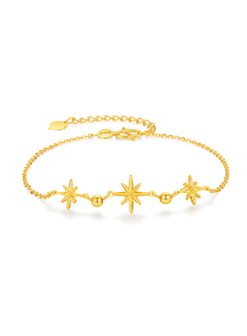 【中国黄金官方店】5G六芒星手链时尚简约气质新品首饰送女友