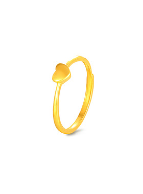 【中国黄金官方店】黄金戒指光面爱心足金戒指新品百搭