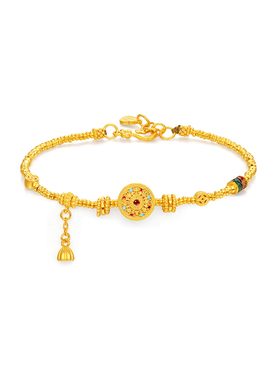 【中国黄金官方店】黄金手链八宝罗盘吉祥足金手饰女款新品送礼