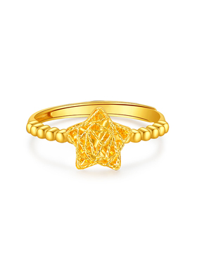 【中国黄金官方店】5G拉丝星星戒指时尚简约气质新品首饰