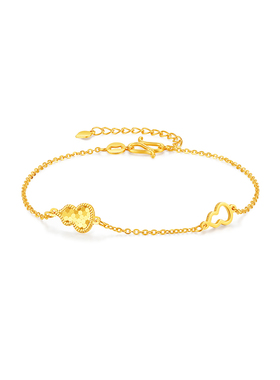 【中国黄金官方店】5G碎金葫芦手链时尚简约气质新品首饰送女友