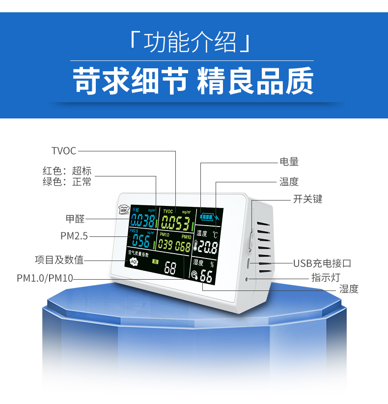 绿驰甲醛检测仪家用自测测甲醛仪器专业室内空气检测仪PM2.5测试-图1