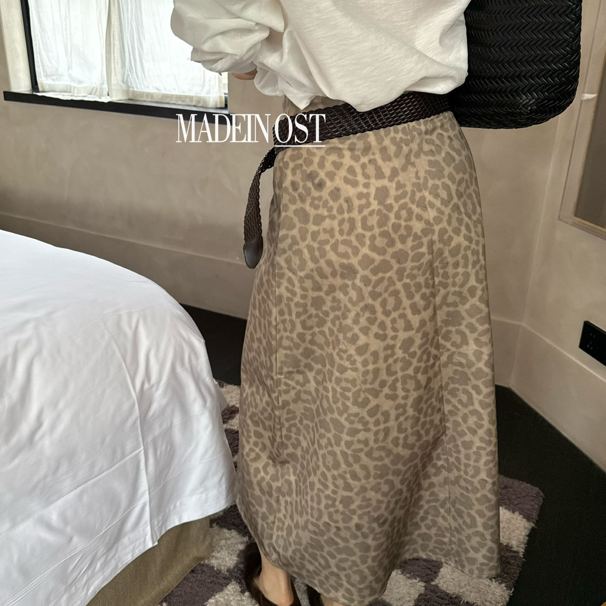 MADEIN OST-26年早春首发复古沙色豹纹A字半身裙91150,淘宝优惠券,粉丝福利购,淘宝优惠卷