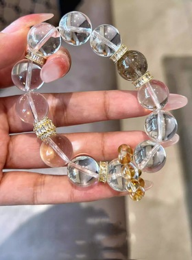 2025天然8A收藏级巴西白水晶金发晶手链礼物原创设计手串