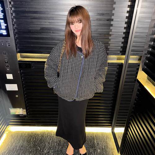3ts法式高级感加厚棉服秋冬夹棉两面穿小香风格子外套女 - 图1