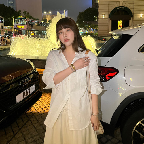 3ts夏季法式粉色亚麻衬衫高级感长袖薄款宽松设计感衬衣 - 图3