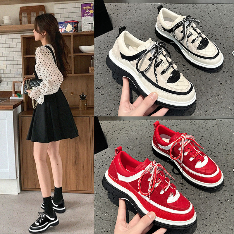内增高休闲小白鞋女小个子2025春季新款爆款熊猫厚底小香风运动鞋,淘宝优惠券,粉丝福利购,淘宝优惠卷