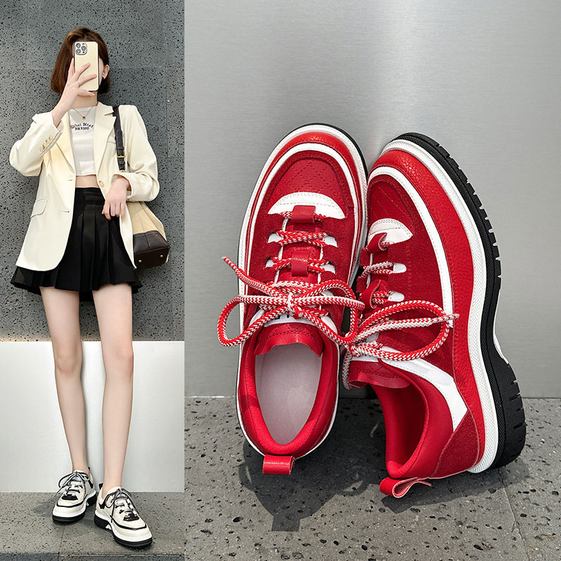 内增高休闲小白鞋女小个子2025春季新款爆款熊猫厚底小香风运动鞋,淘宝优惠券,粉丝福利购,淘宝优惠卷