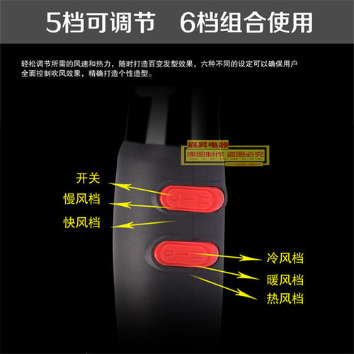 保时达电吹风机2250W恒温护发大功率冷热风家用发廊专用电吹风筒 - 图1