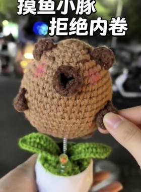 手工卡皮巴拉盆栽 可爱水豚学生宿舍摆件 闺蜜毕业走心小礼物