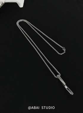 原创钛钢螺旋长款街头风吊坠项链