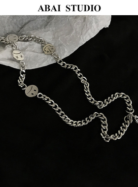 钢制 ins潮笑脸表情链条衔接项链潮人街头情侣男女嘻哈潮个性配饰