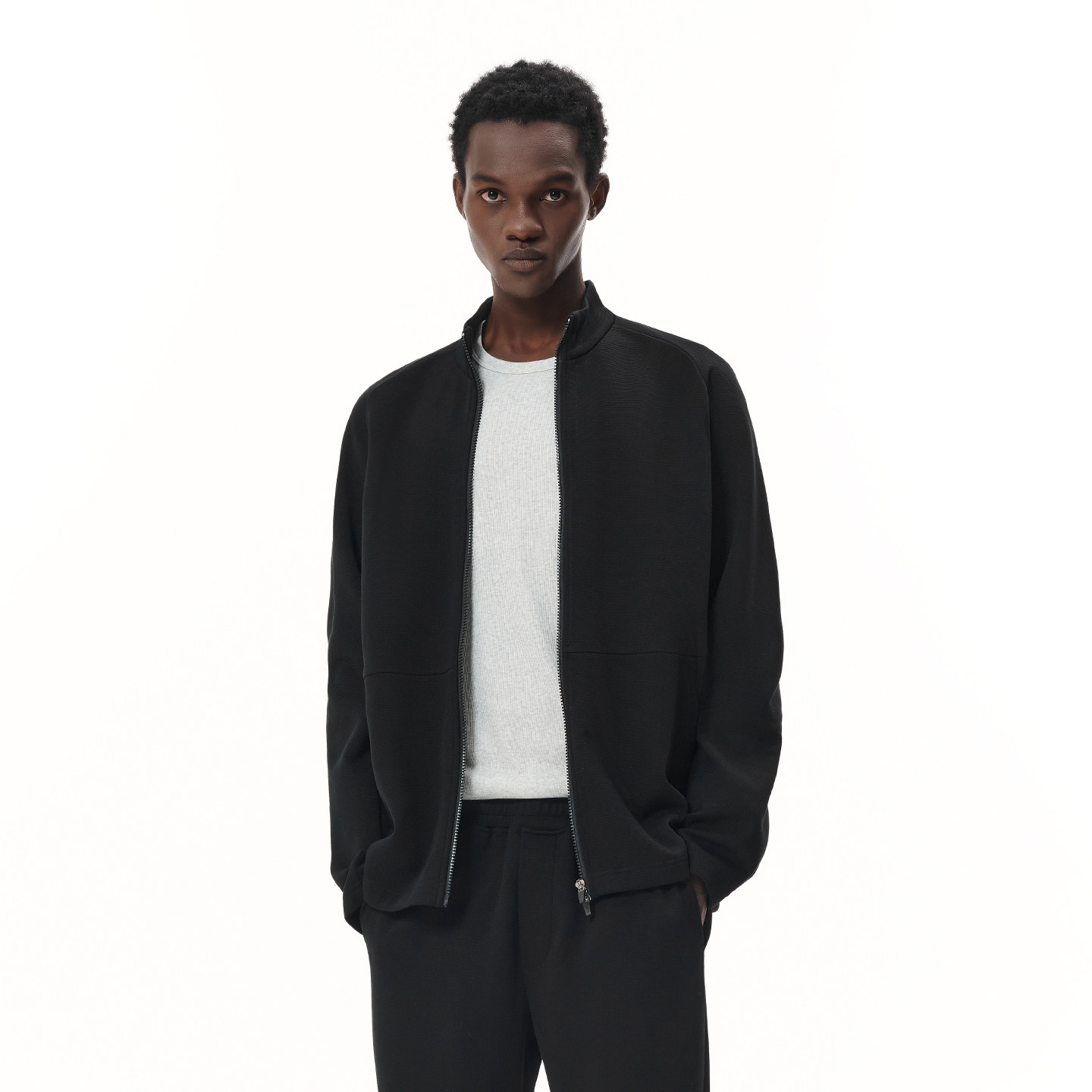 ZONEiD 针织运动立领外套25秋冬新款双头拉链肌理感保暖休闲夹克,淘宝优惠券,粉丝福利购,淘宝优惠卷