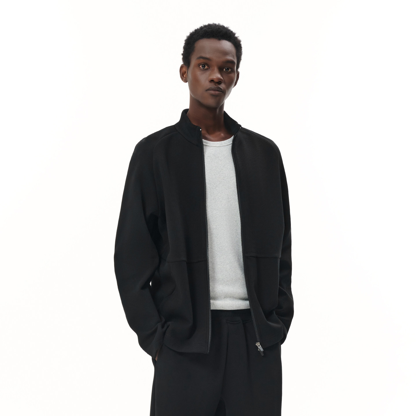 ZONEiD 针织运动立领外套25秋冬新款双头拉链肌理感保暖休闲夹克,淘宝优惠券,粉丝福利购,淘宝优惠卷