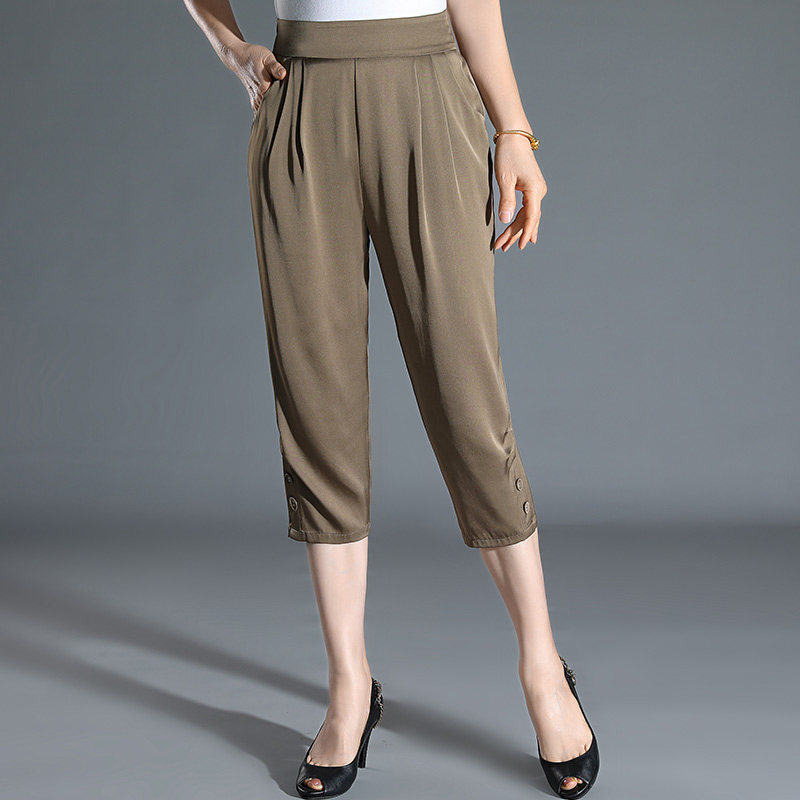 桑蚕丝七分裤2021夏季新款妈妈裤子 豪太太中老年女装