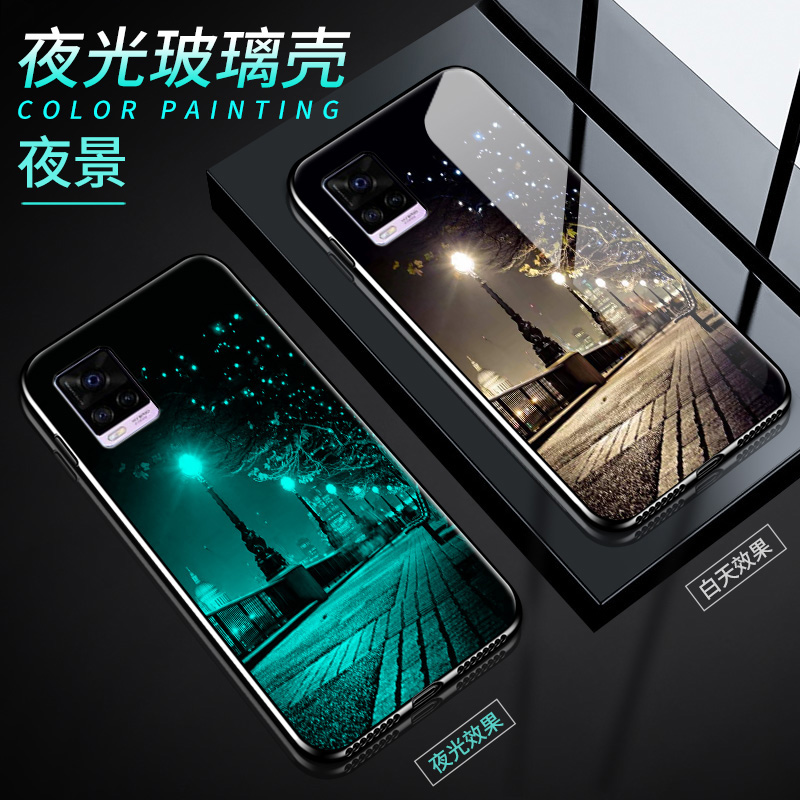 vivos9手机壳vivo s9夜光玻璃保护套vivis男女款vovis全包防摔5g外壳vovo硅胶软边viovs镜面硬壳viv0s9网红新 - 图3