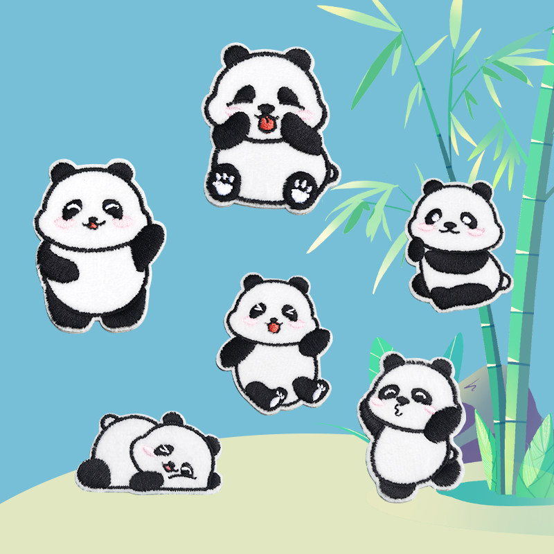 熊猫补丁贴大号羽绒服刺绣布贴自粘免缝无痕修补衣服破洞贴花补丁