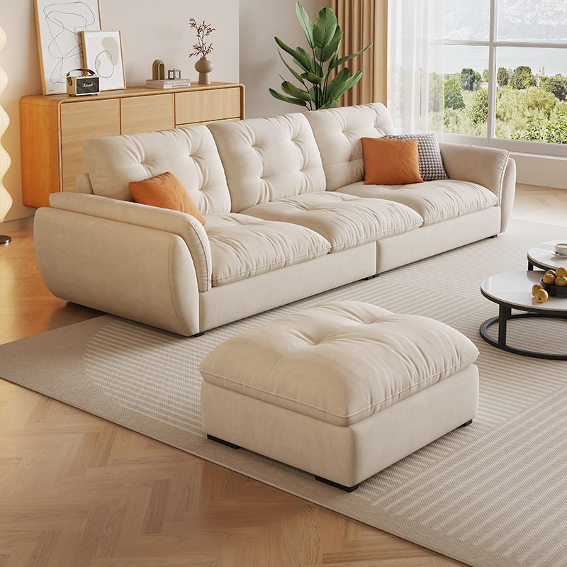 政府补贴蓝色理想布艺沙发猫抓布奶油风小户型客厅简约云朵小沙发