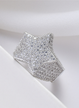 欧美风icedout满钻五角星锆石