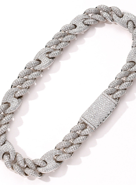 欧美新款加密锆石猪鼻子锁扣项链