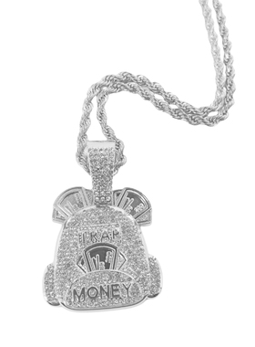 100美元钱袋嘻哈满钻冰糖项链男