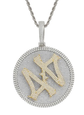 字母可旋转微镶锆石吊坠项链嘻哈