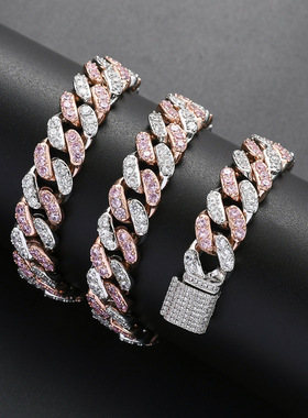 迈阿密满钻锆石古巴链蹦迪情侣