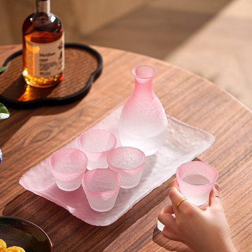 围炉冰茶妃粉清酒酒具套装玻璃日式小酒杯喝酒杯果酒杯白酒分酒器 - 图2