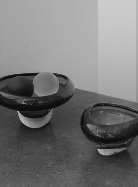 密度家居简约轻奢银色彩色金属玻璃水果盘托盘客厅茶几收纳盘摆件