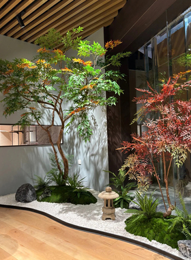 密度家居仿真马醉木南天竺松树枫叶树天井造景橱窗装饰假植物景观